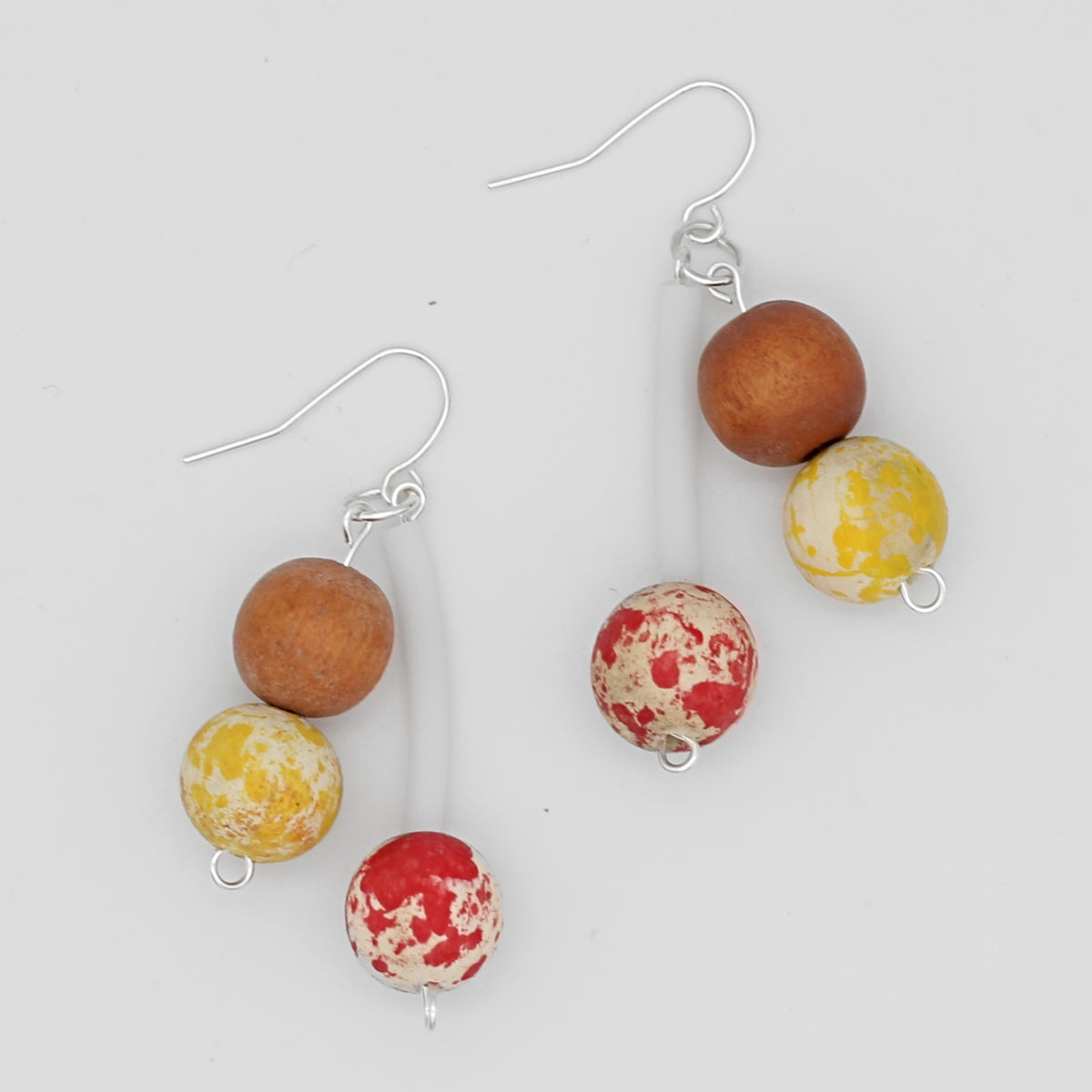 Orange Triple Bead Jacie Dangle Earring