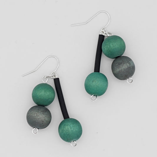 Teal Triple Bead Jacie Dangle Earring