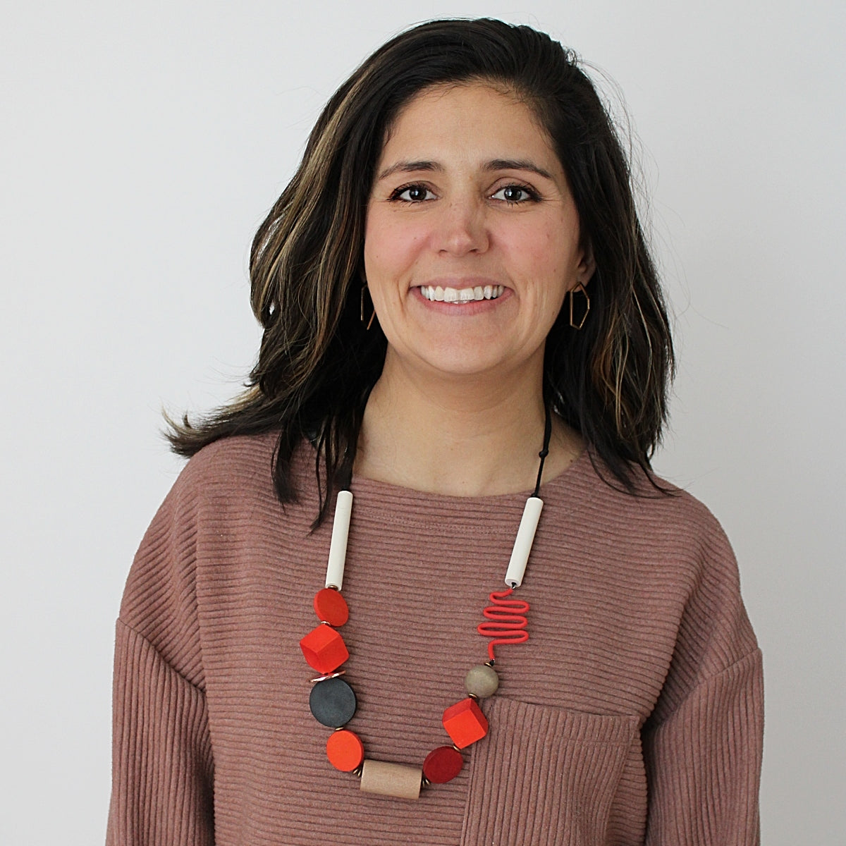 Red Toned Geometric Jordi Necklace