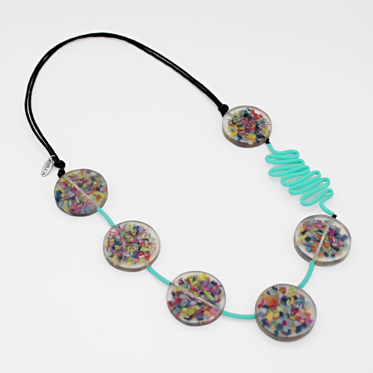 Aqua Confetti Statement Necklace