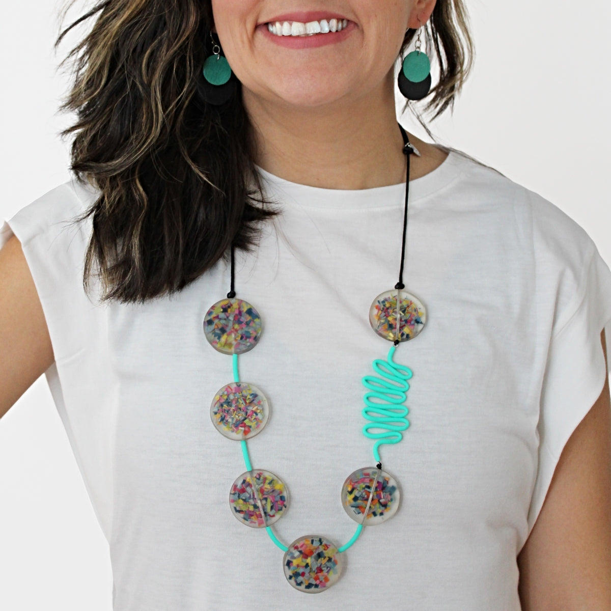 Aqua Confetti Statement Necklace