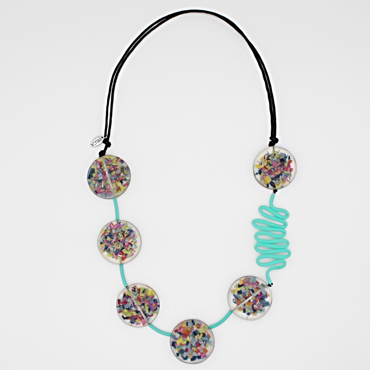 Aqua Confetti Statement Necklace