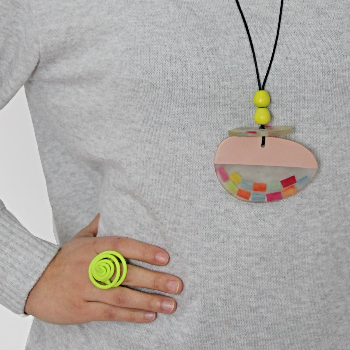 Neon Yellow Cefalu Swirl Ring