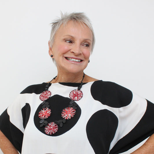 Red Disc Abby Necklace - Sylca Designs - Chunky Jewelry