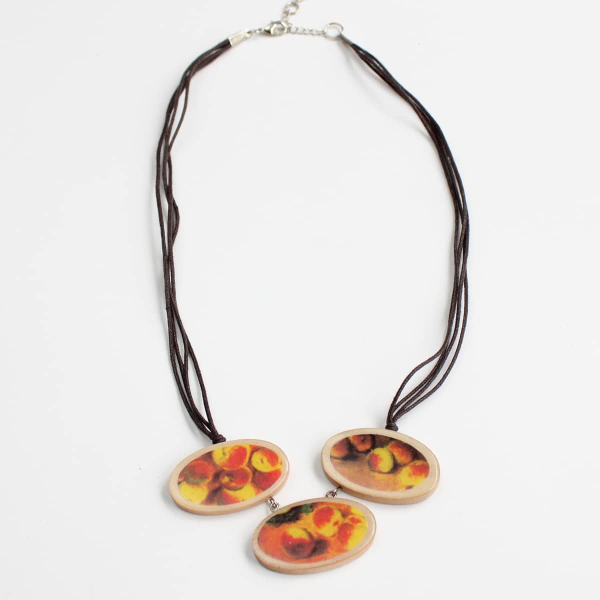 Wooden Peach Trio Necklace - Sylca Designs - Chunky Jewelry
