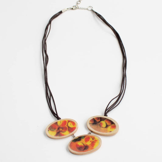 Wooden Peach Trio Necklace - Sylca Designs - Chunky Jewelry