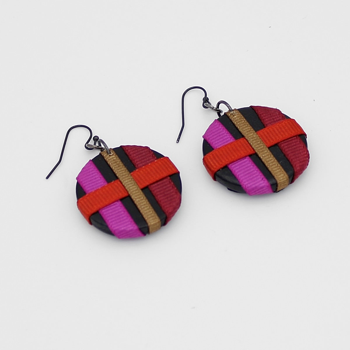 Red Fiona Disc Earrings