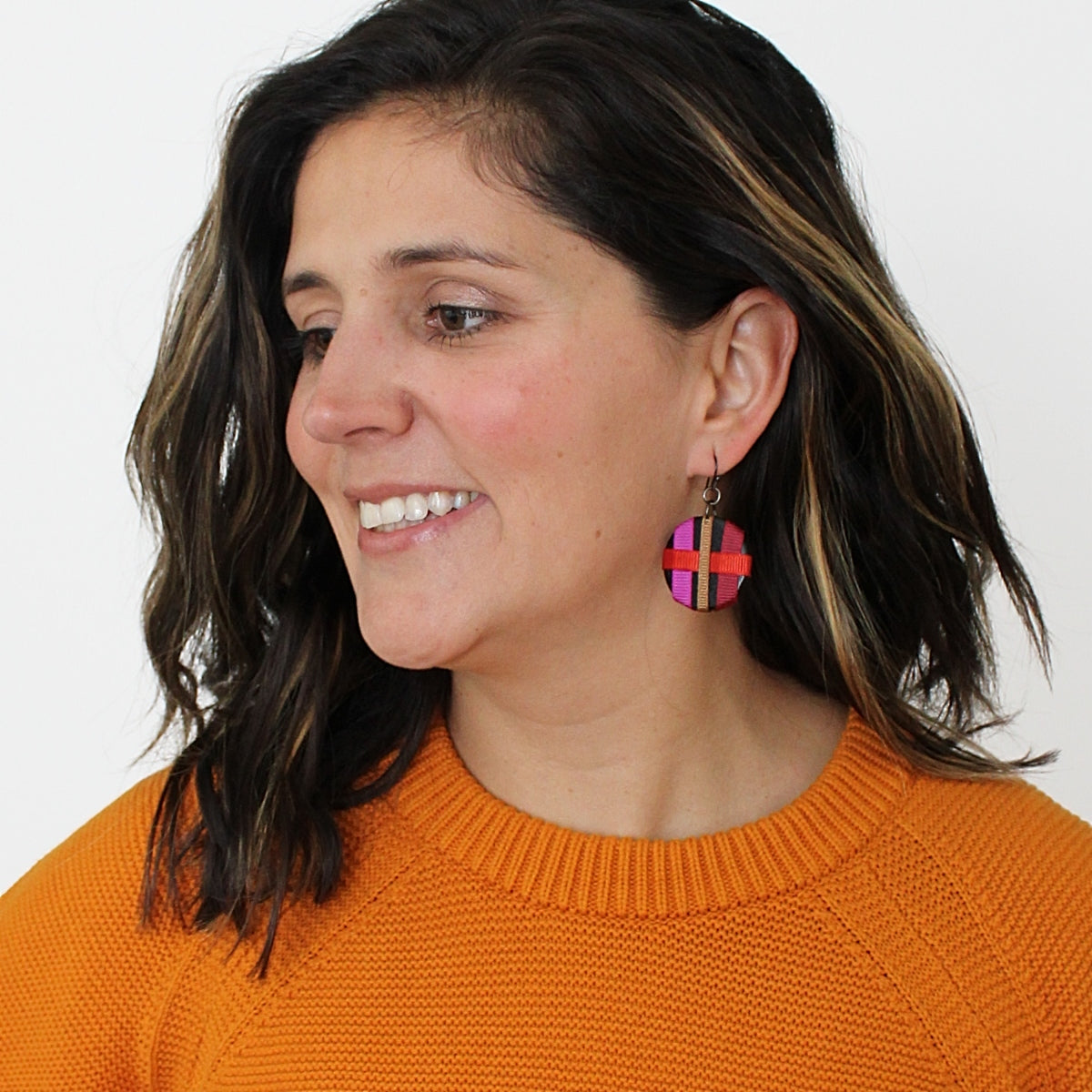 Red Fiona Disc Earrings