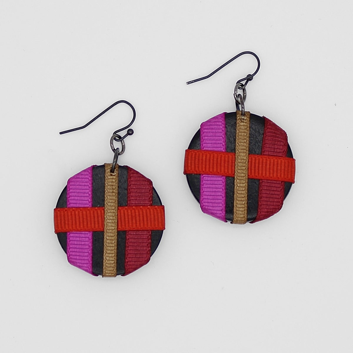 Red Fiona Disc Earrings