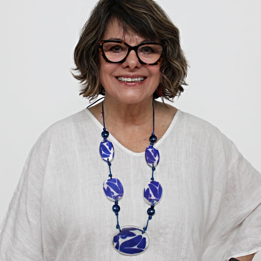 Blue Frosted Lori Necklace - Sylca Designs - Chunky Jewelry