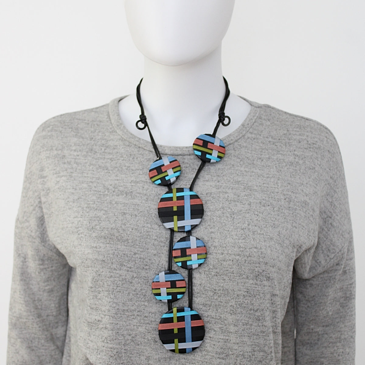 Multi Circles of Ribbon Fiona Necklace - Sylca Designs - Chunky Jewelry