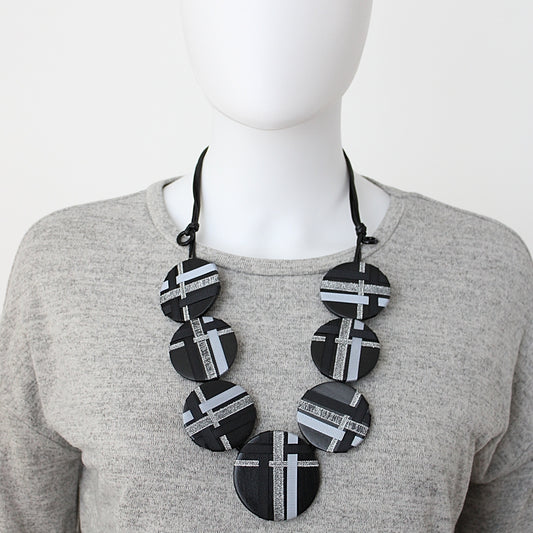 Silver Jana Circle Ribbon Necklace - Sylca Designs - Chunky Jewelry