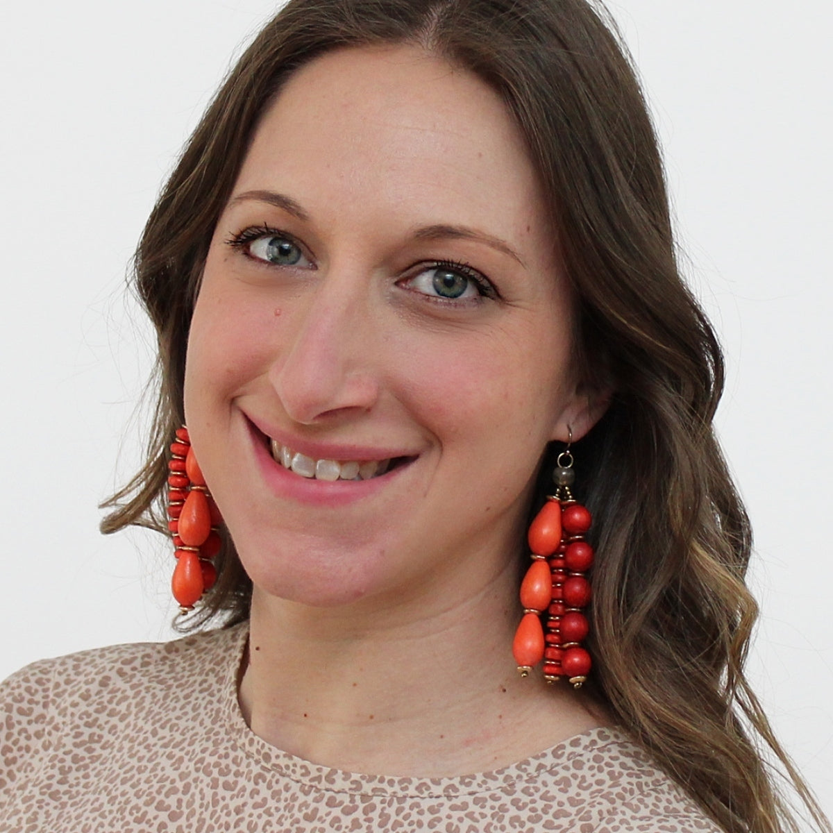 Orange Multi Strand Simone Earrings