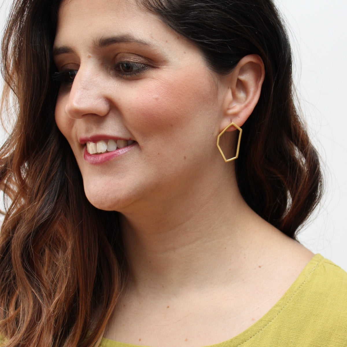 gold plated hexagon Earrings