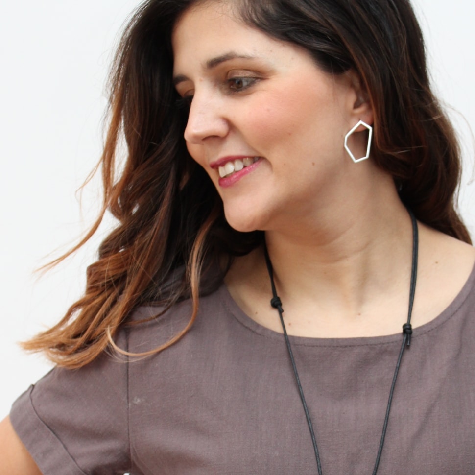 Silver plated hexagon Earrings