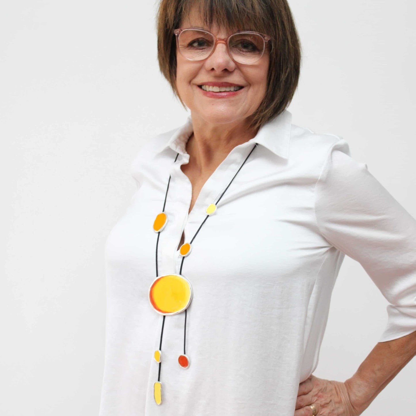 Yellow enamel statement necklace