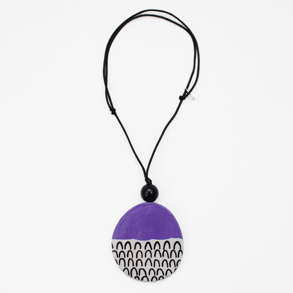 Purple Round Decoupage Jolie Pendant - Sylca Designs - Chunky Jewelry