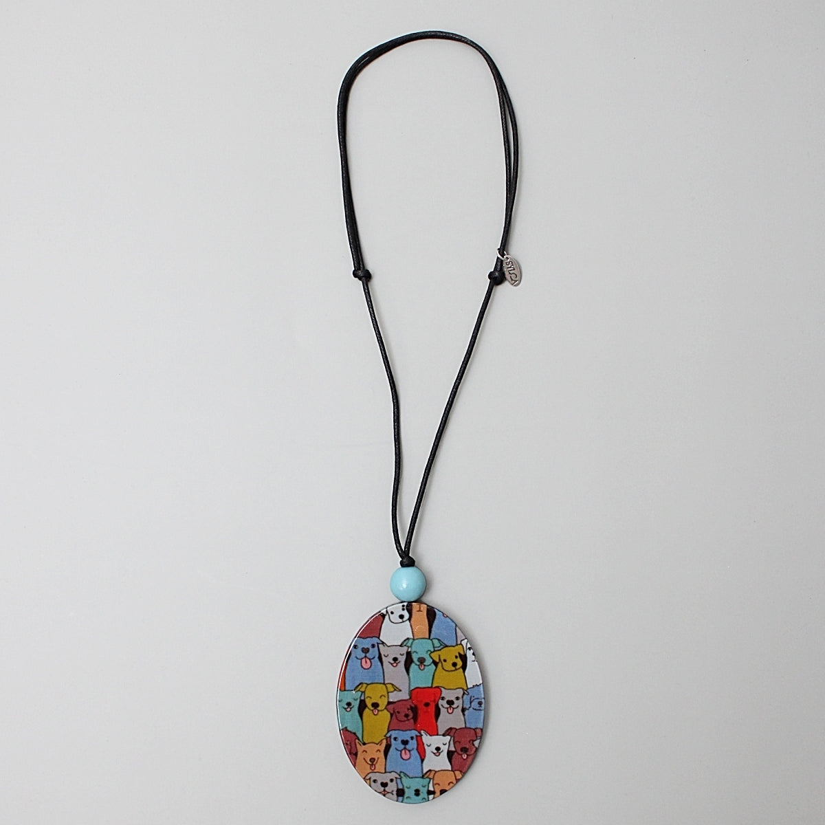 Multi Color Decoupage Dog Pendant