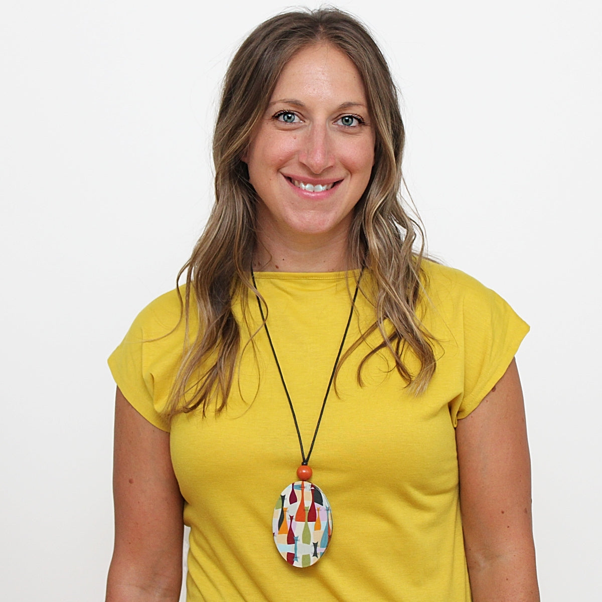 Abstract Decoupage Cat Pendant - Sylca Designs - Chunky Jewelry