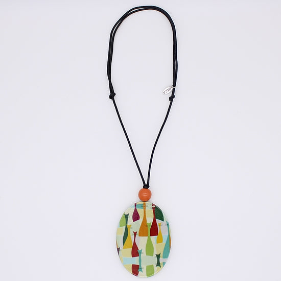 Abstract Decoupage Cat Pendant - Sylca Designs - Chunky Jewelry