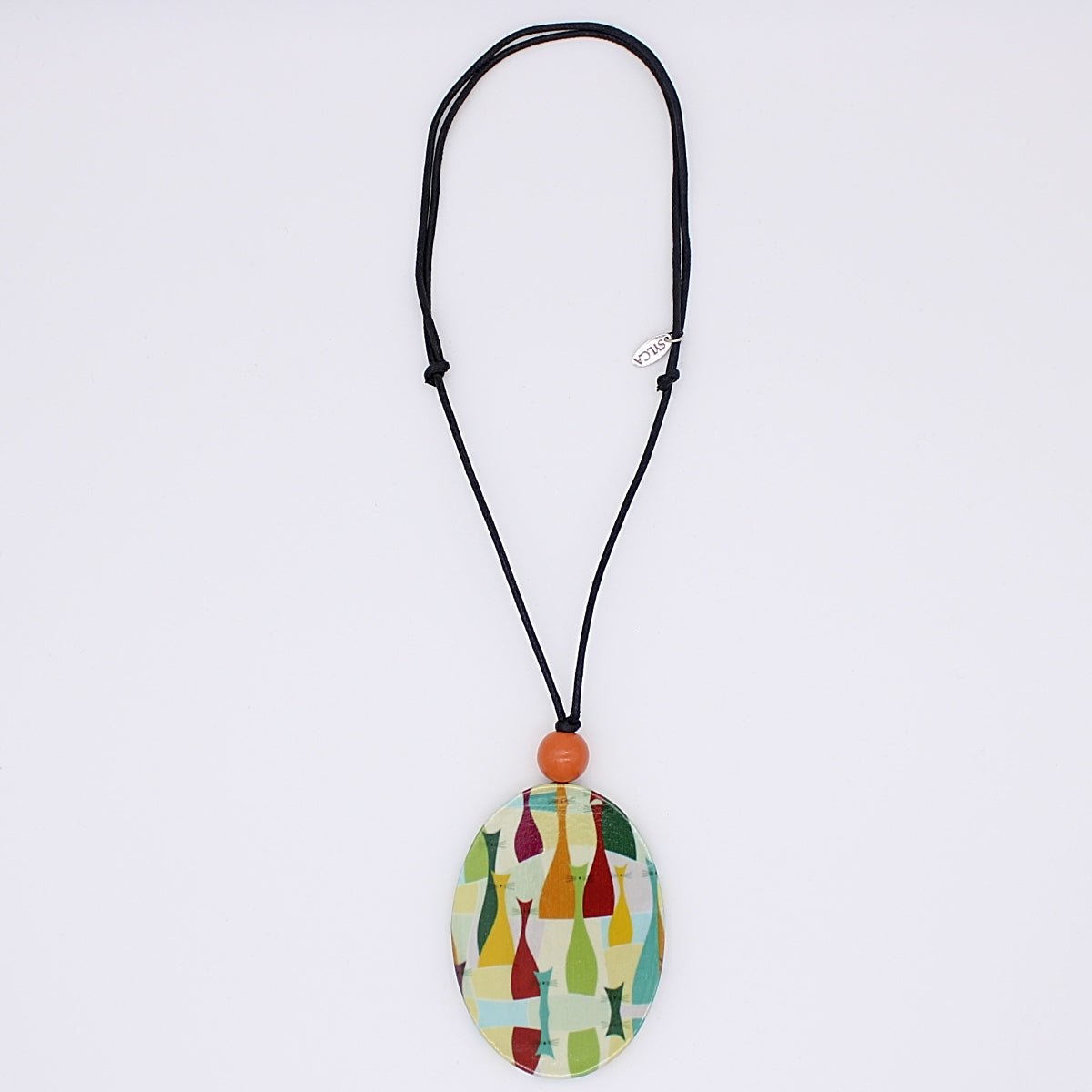 Abstract Decoupage Cat Pendant - Sylca Designs - Chunky Jewelry