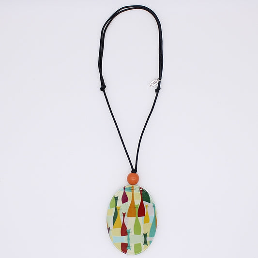 Abstract Decoupage Cat Pendant - Sylca Designs - Chunky Jewelry