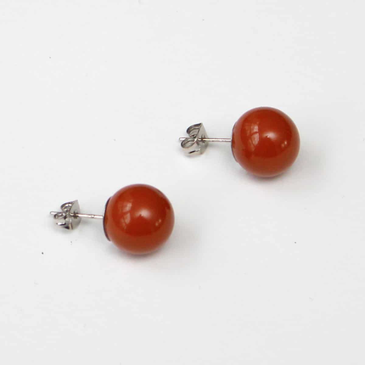 Burnt Orange Stud Earrings by Sylca - Sylca Designs - Chunky Jewelry