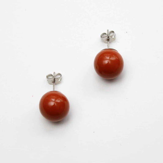 Burnt Orange Stud Earrings by Sylca - Sylca Designs - Chunky Jewelry