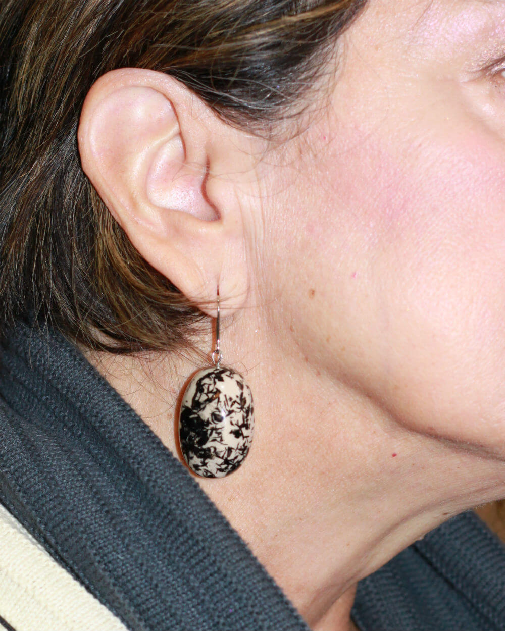 Green Speckled Oval Thea Earring - Sylca Designs - Chunky Jewelry