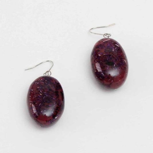 Red Speckled Oval Thea Earring - Sylca Designs - Chunky Jewelry