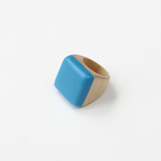 Handcrafted Blue Square Ring by Sylca - Sylca Designs - Chunky Jewelry