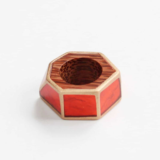 Orange and Gold Geometric Ring by Sylca - Sylca Designs - Chunky Jewelry