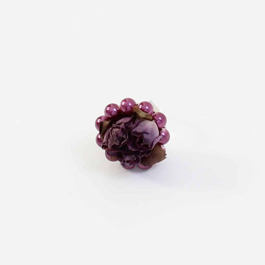 Purple Beaded Flower Ring - Sylca Designs - Chunky Jewelry