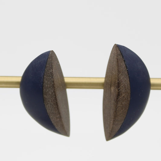 Navy and Wood Half Moon Post