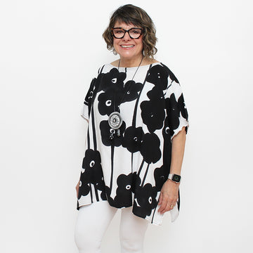 Black and White Flower Blouse