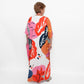 Coral and Blue Undersea Leaf Print Kaftan