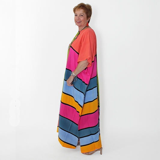 Jewel Tone Windowpane Kaftan