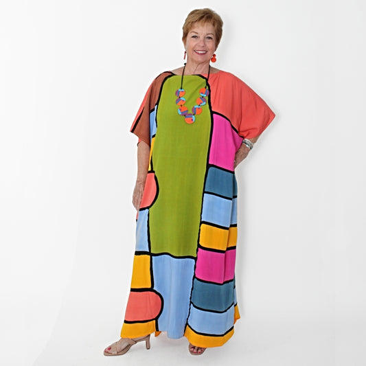 Jewel Tone Windowpane Kaftan