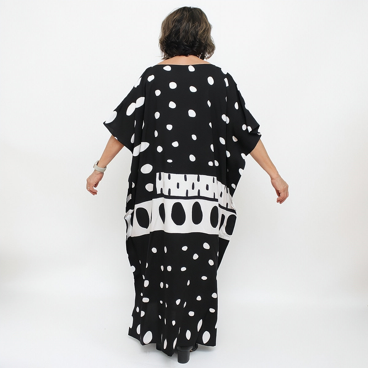 Black and White Raindrop Design Kaftan
