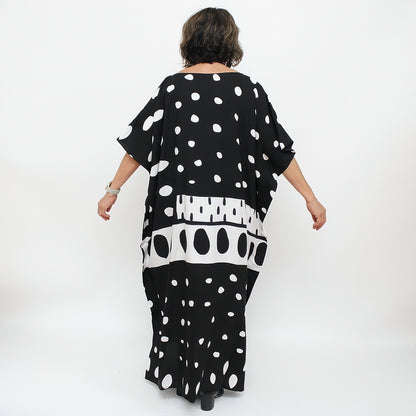 Black and White Raindrop Design Kaftan