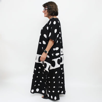 Black and White Raindrop Design Kaftan