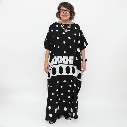 Black and White Raindrop Design Kaftan