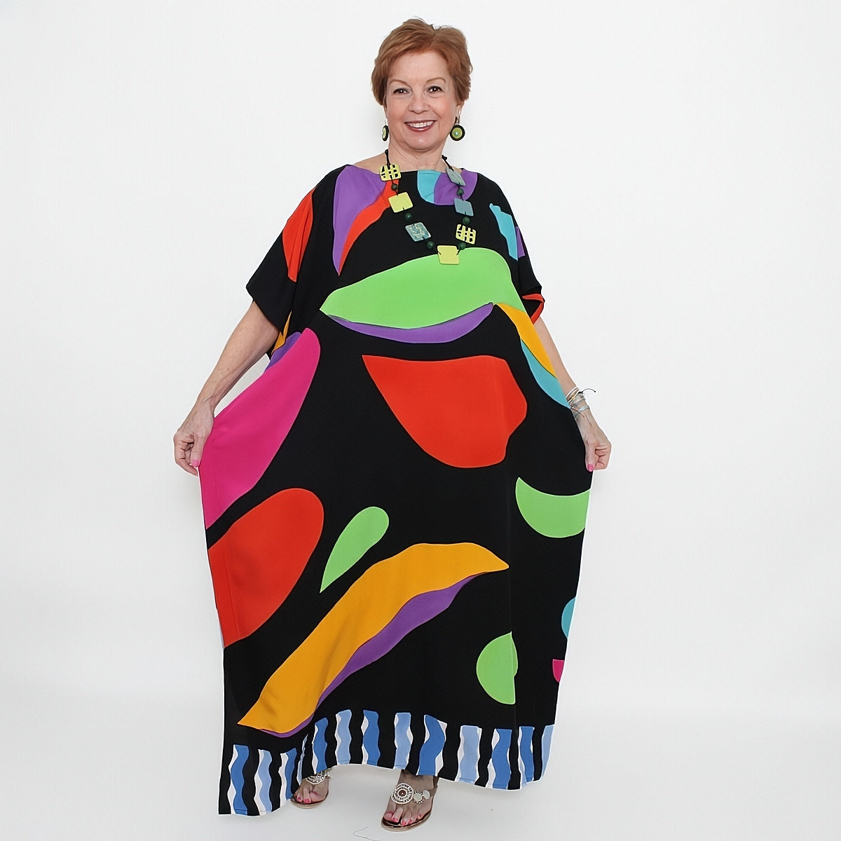 Multi-Color Dramatic Jewel Tone Kaftan