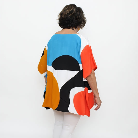 Blue and Mustard Pop of Color Blouse