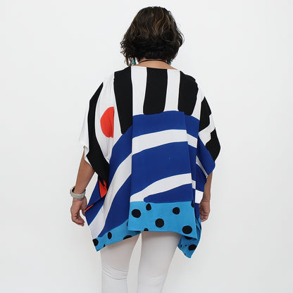 Blue Polka Dot and Stripe Gallery Blouse