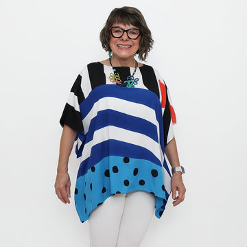 Blue Polka Dot and Stripe Gallery Blouse