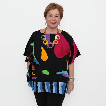 Multi-Color Dramatic Jewel Tone Blouse