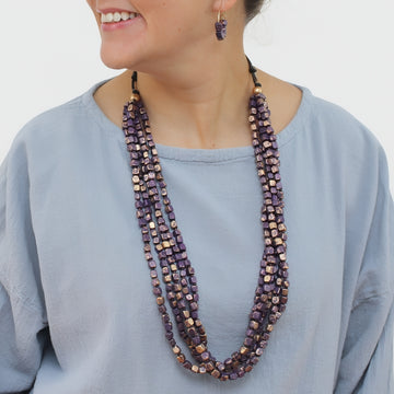 Purple and Gold Multi Strand Ellie Necklace