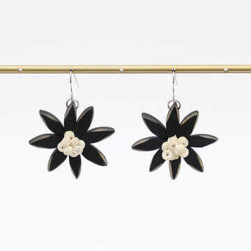 Black Amaya Flower Earrings