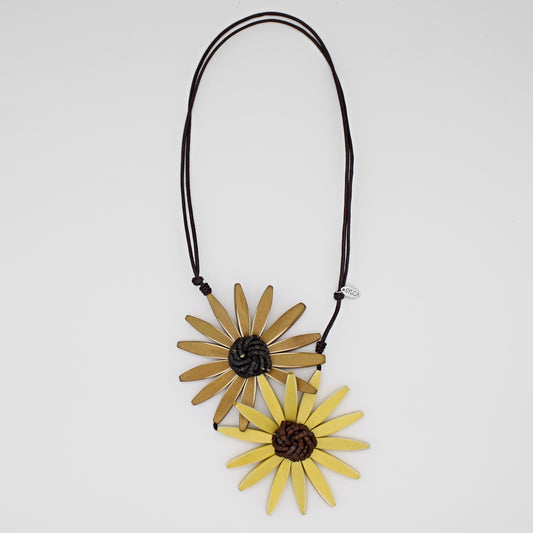 Yellow Amaya Double Flower Statement Necklace